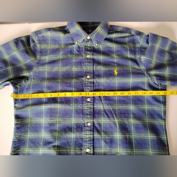 Ralph Lauren Oxford Cloth Preppy Button Down Shirt Blue Plaid Classic Size Med - Picture 11 of 12